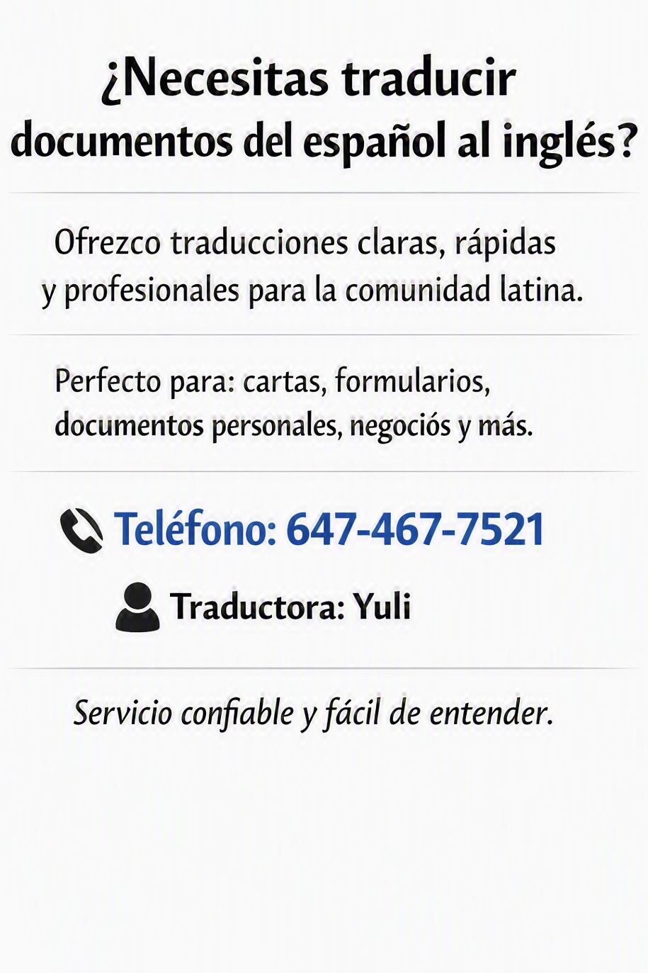 Traducion Bilingue para documentos en ingles